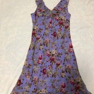 Paradise NY 90’s Y2K Purple Floral Flowy Beaded Dress size L